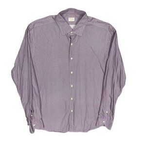 XACUS Dress Shirt Made in Italy Geometric Purple Long Sleeve Cotton 17 1/2 XL